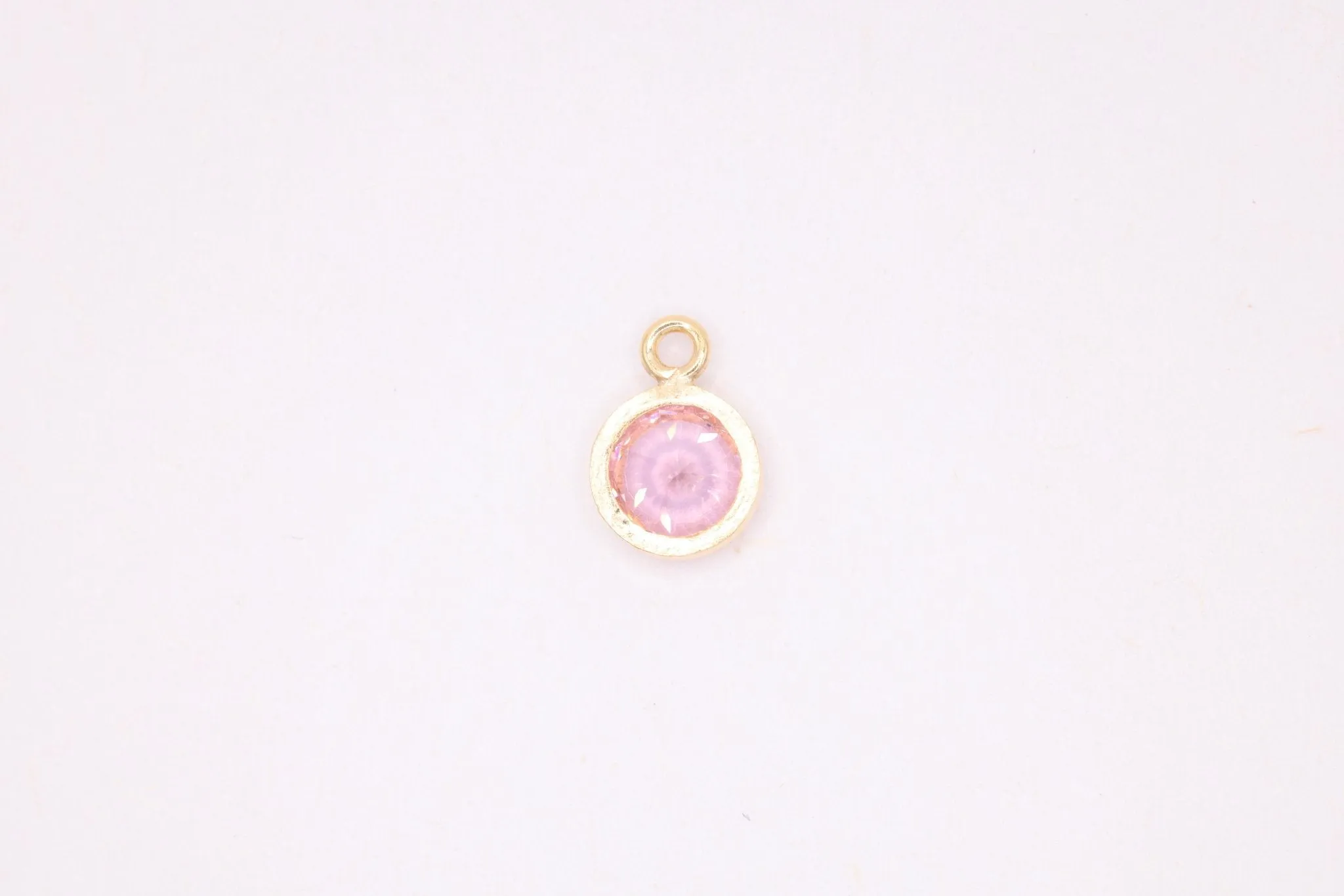 Tourmaline Birthstone CZ Gold-Filled Wholesale Drop Charm, October Birthstone, Horizontal Bail