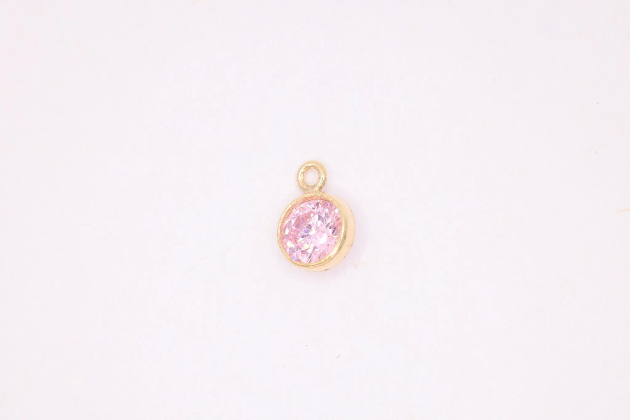 Tourmaline Birthstone CZ Gold-Filled Wholesale Drop Charm, October Birthstone, Horizontal Bail