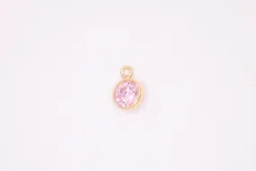 Tourmaline Birthstone CZ Gold-Filled Wholesale Drop Charm, October Birthstone, Horizontal Bail