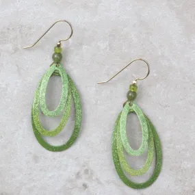 Triple Hoop Earrings | Green Sparkle