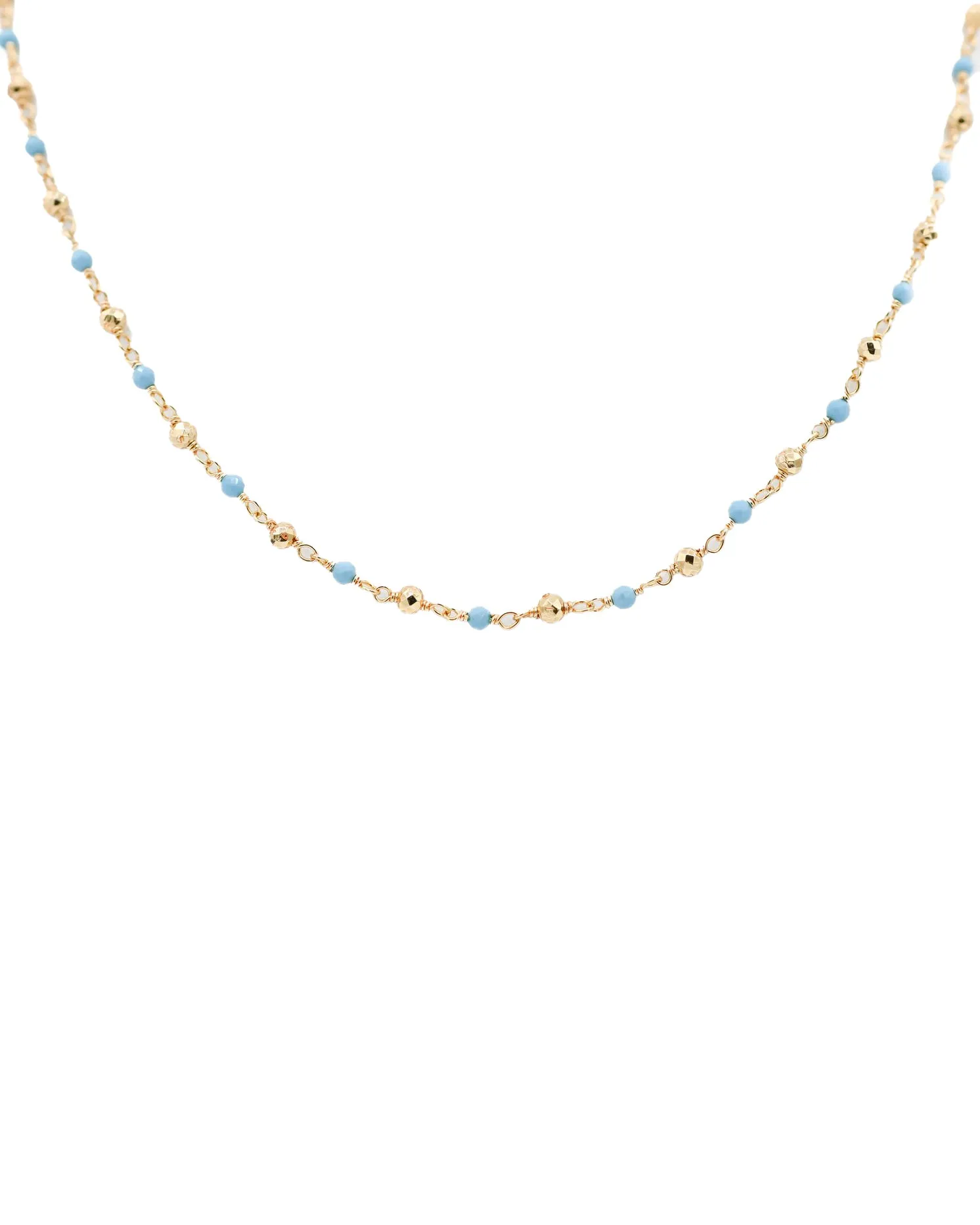 Turquoise & Golden Pyrite Long Necklace - 32