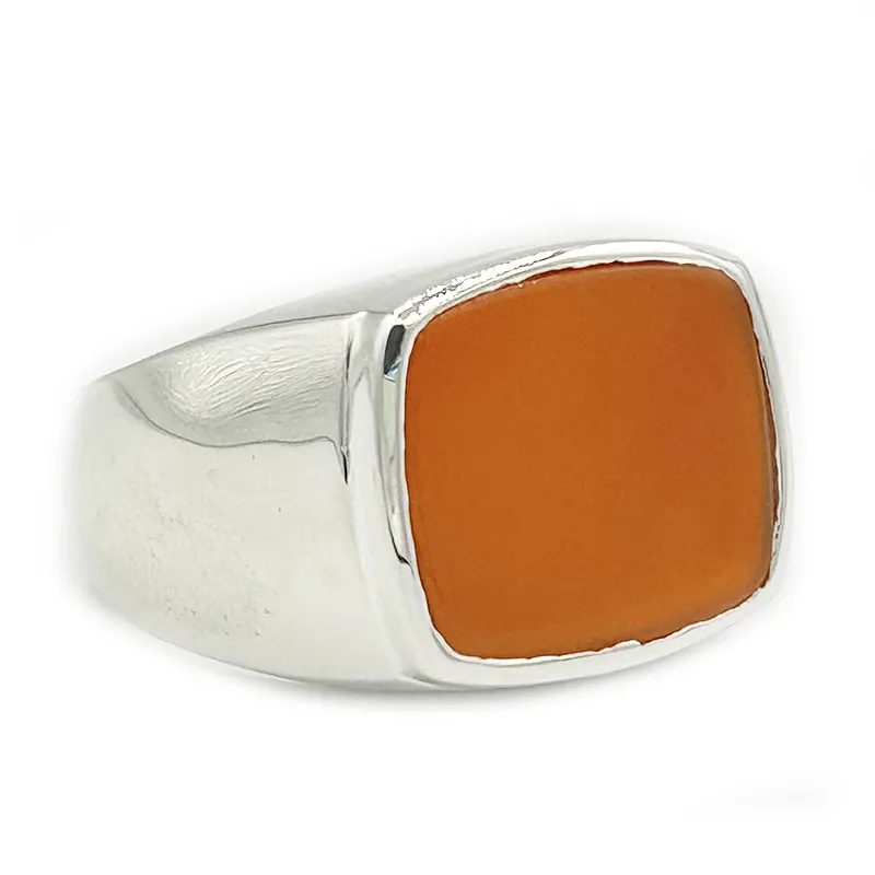 Unisex Orange Carnelian Gemstone Ring