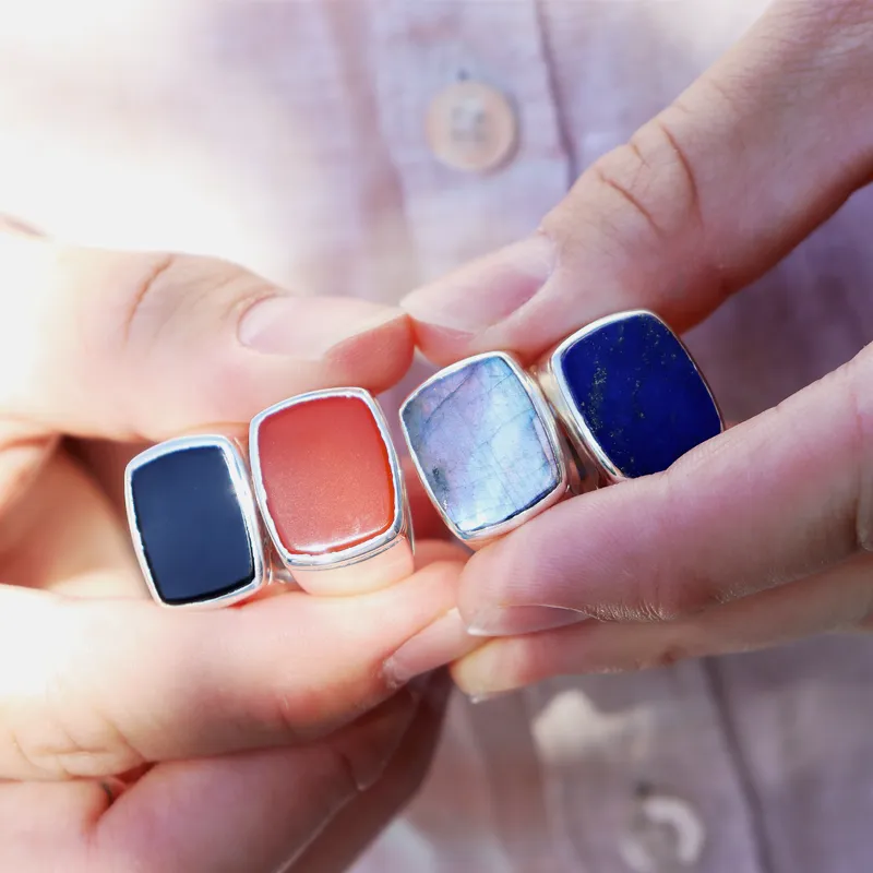 Unisex Orange Carnelian Gemstone Ring