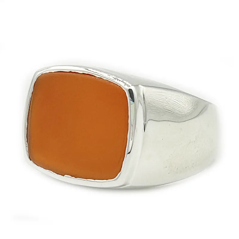 Unisex Orange Carnelian Gemstone Ring