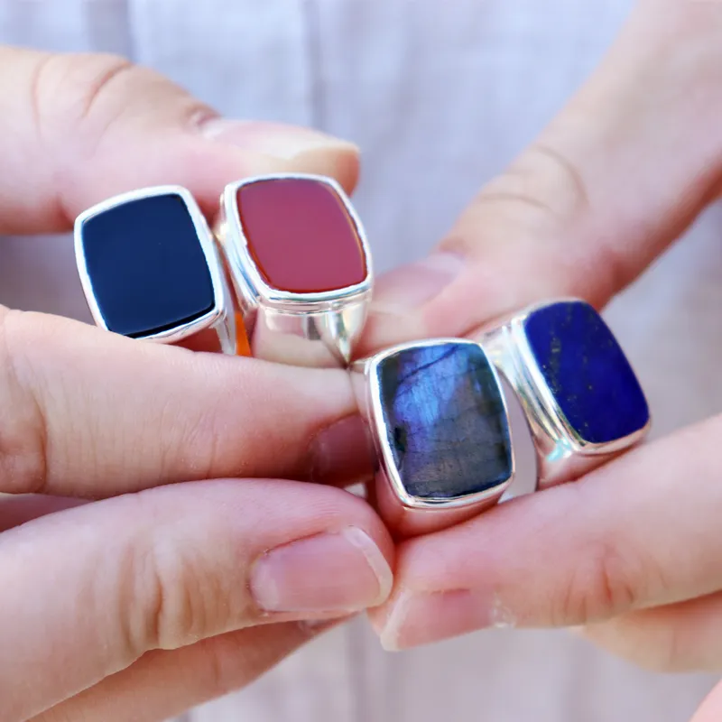 Unisex Orange Carnelian Gemstone Ring