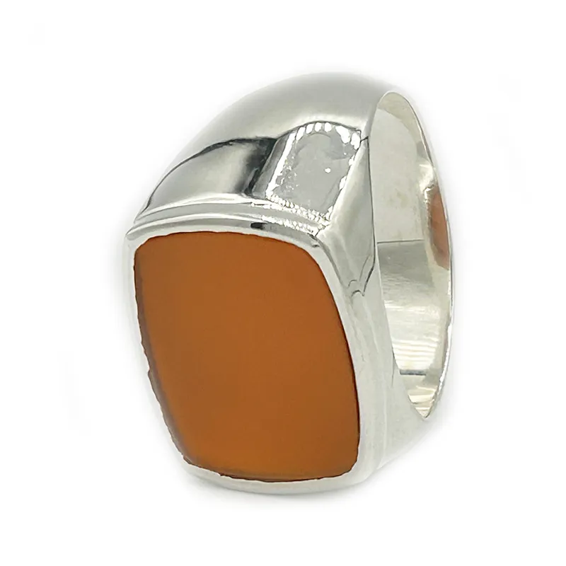 Unisex Orange Carnelian Gemstone Ring