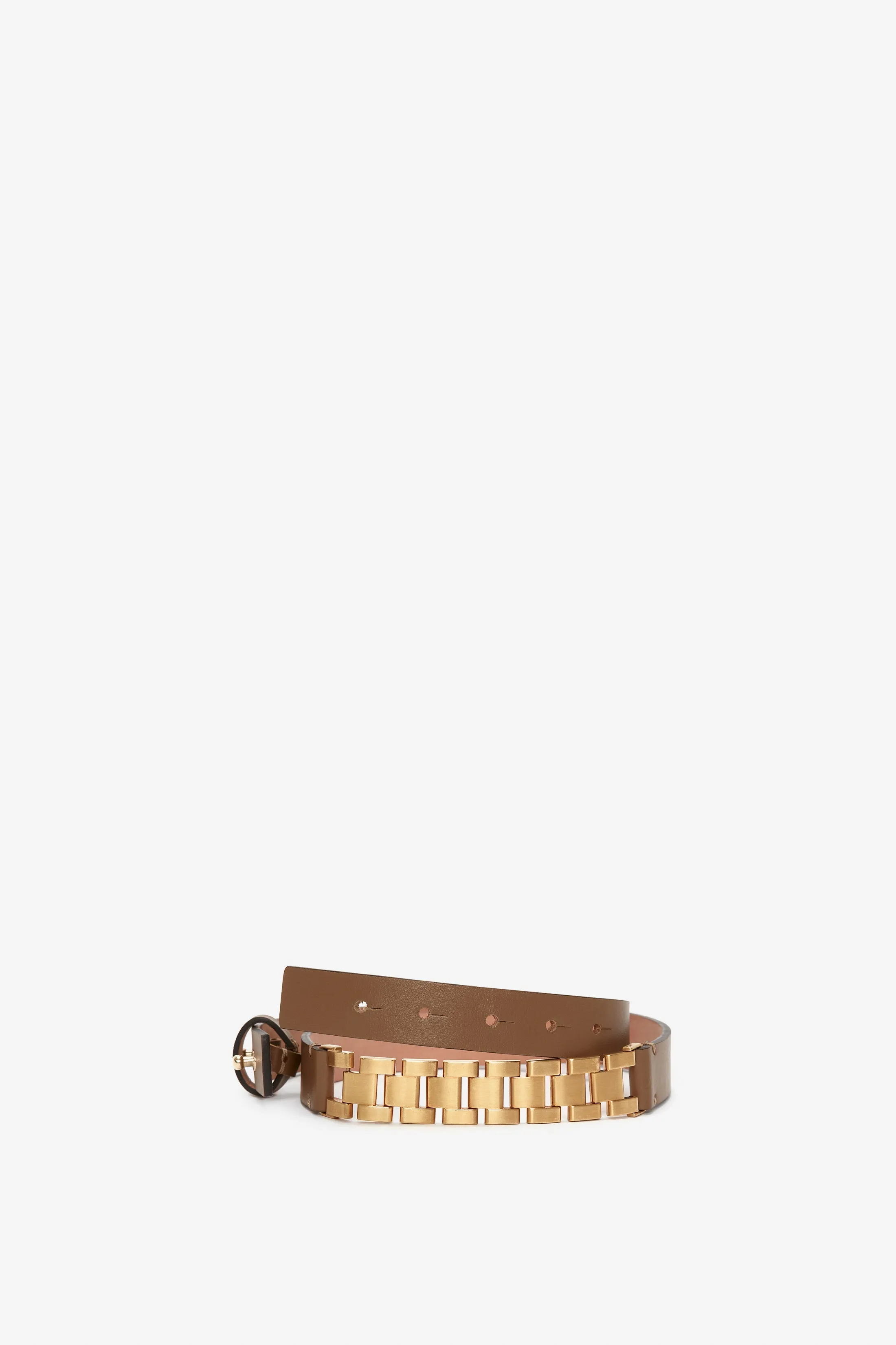 Watch Strap Detail Belt in Khaki-Brown