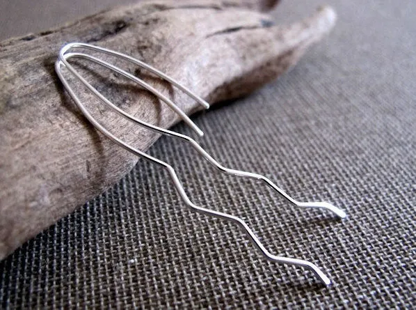 Wave Earrings - Sterling Silver Threader Earrings