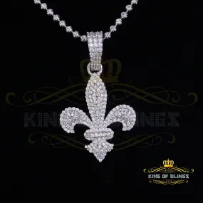 White 925 Sterling Silver Fleur de Lis Shape Pendant with 1.89ct Cubic Zirconia