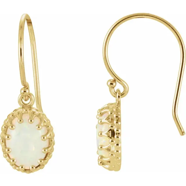 White Opal Drop Earrings