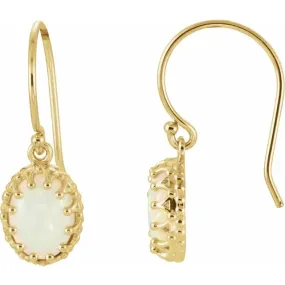 White Opal Drop Earrings