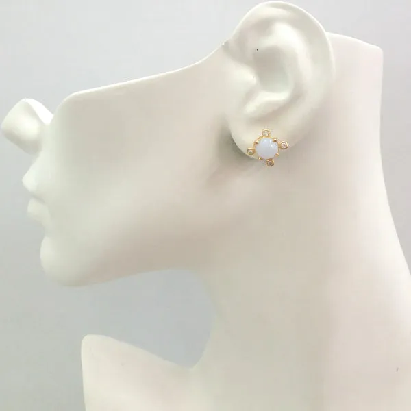 White Topaz and Blue Lace Agate Stud with Peridot, Citrine and Blue Lace Agate Twinset Earrings