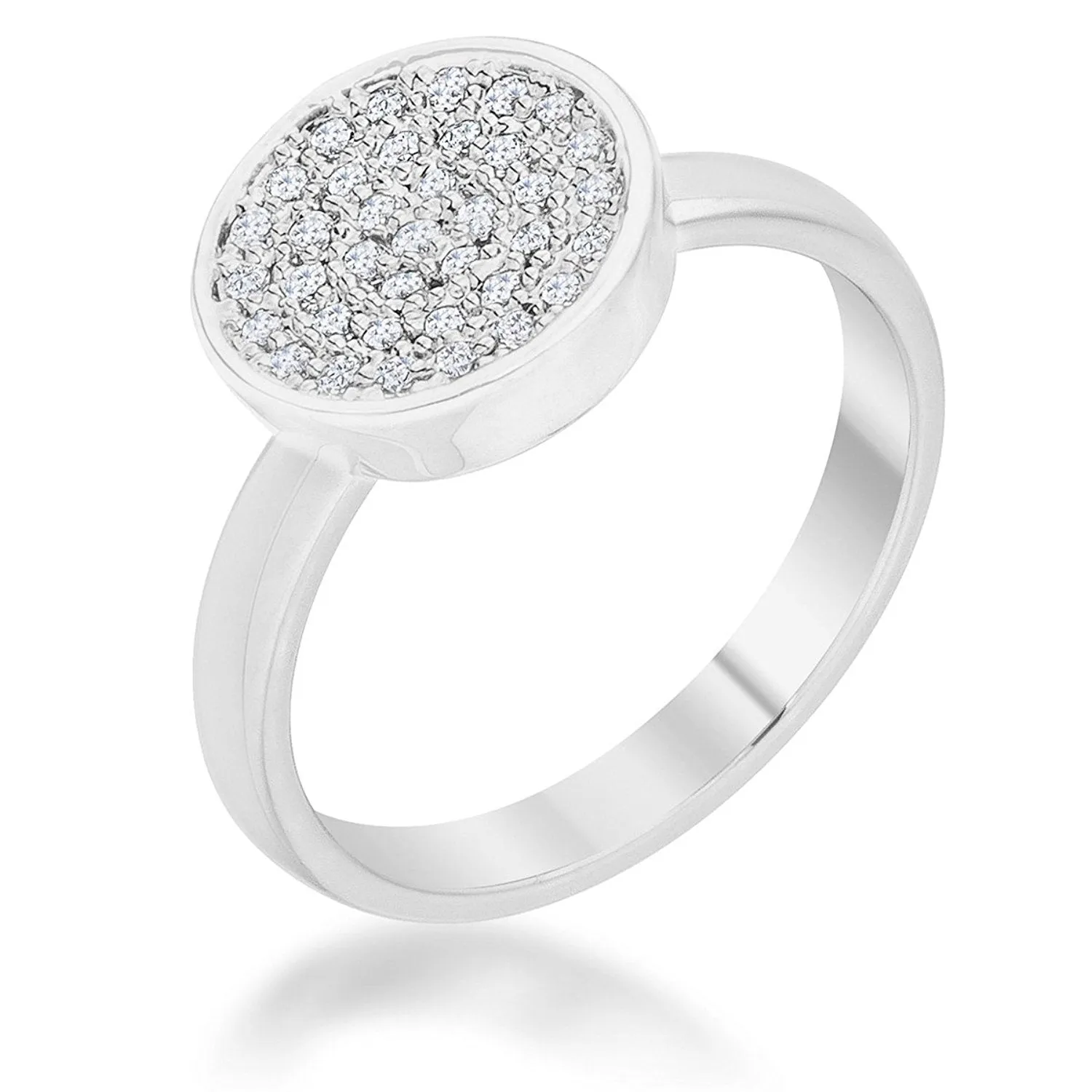 WildKlass 0.2ct CZ Rhodium Plated Pave Circle Ring